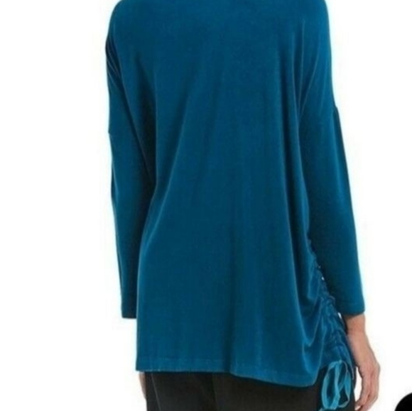 Bryn Walker Orinoco Ruched Inman Shirt New Turquoise Blue Dolman Fall Tunic NEW - Picture 2 of 7